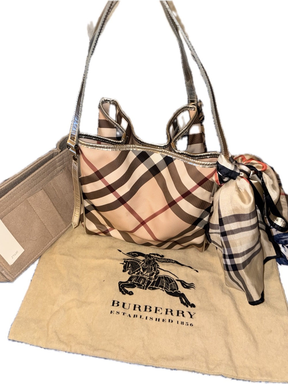 Burberry Shoulder Bag with Scarf Accent - Picture 4 of 15